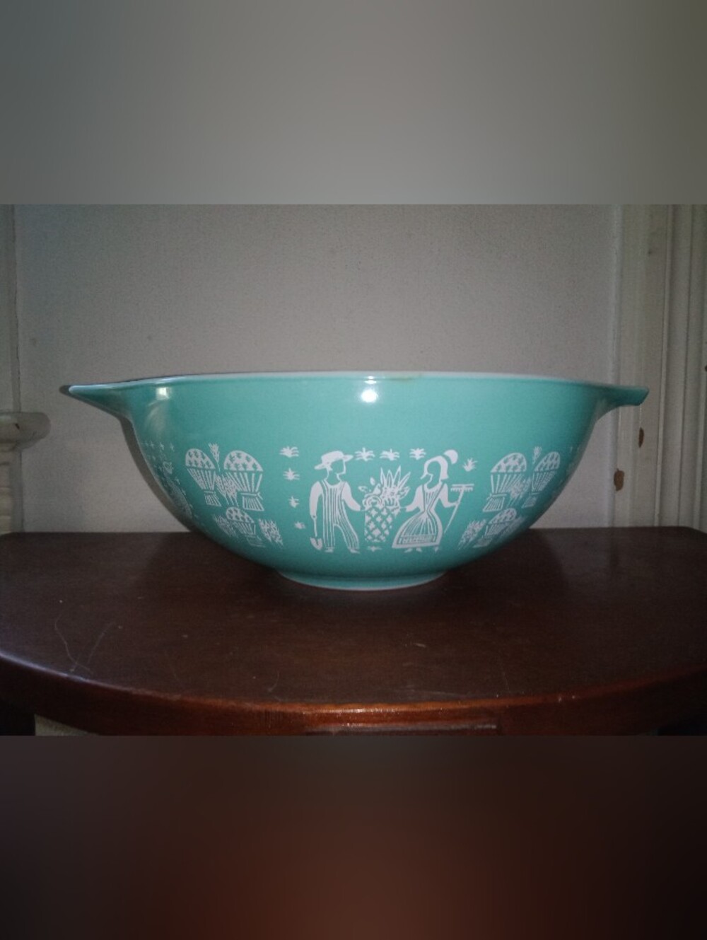 Vintage Pyrex Amish Turquoise Butterprint 444 Cinderella Bowl 4 Qt MCM